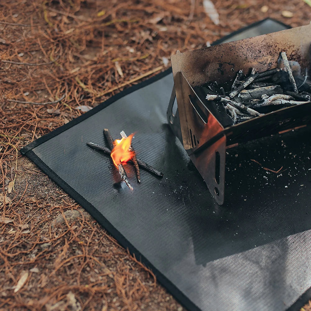 Outdoor Camping Fireproof Grill Mat Heat Insulation Fiberglass Ember Mat High Temperature Flame Retardant Protective Cloth
