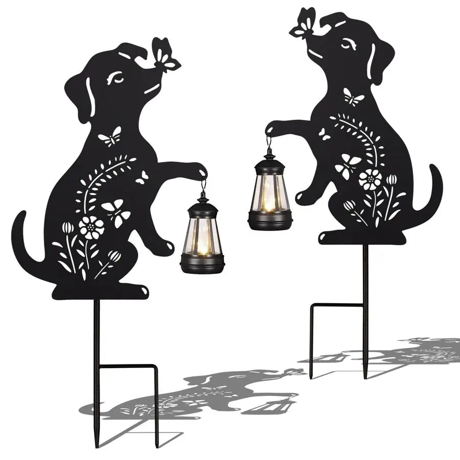 Solar Metal Flower Dog
