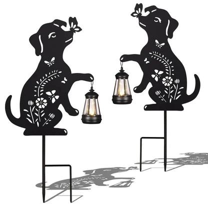 Solar Metal Flower Dog
