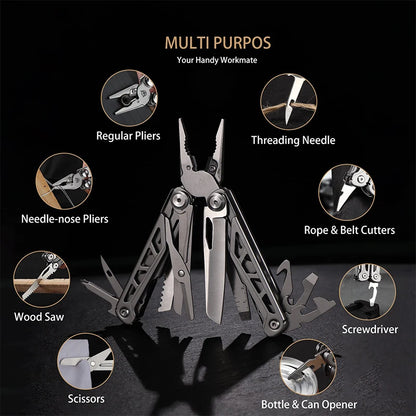 17-in-1 high-quality folding tool pliers, multi-functional folding tool, outdoor camping tool