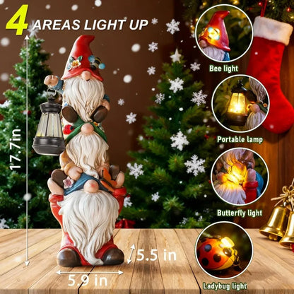 17 in Large Garden Gnome Statue with Solar Lights