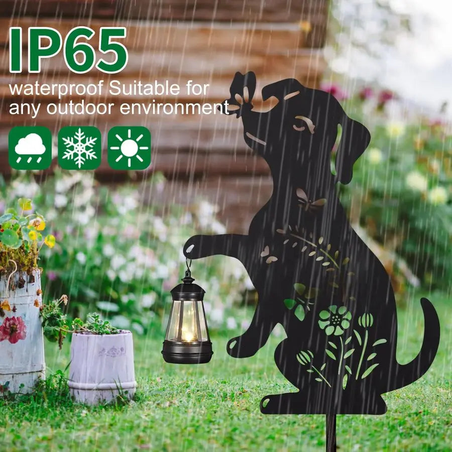 Solar Metal Flower Dog
