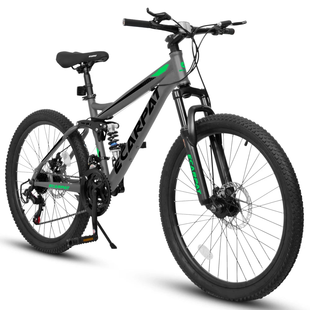 27.5 Inch Full Suspension Mountain Bike, Front and Rear Dual Shock Absorbers 21-Speed, Ideal for Travel and Fitness Enthusiasts