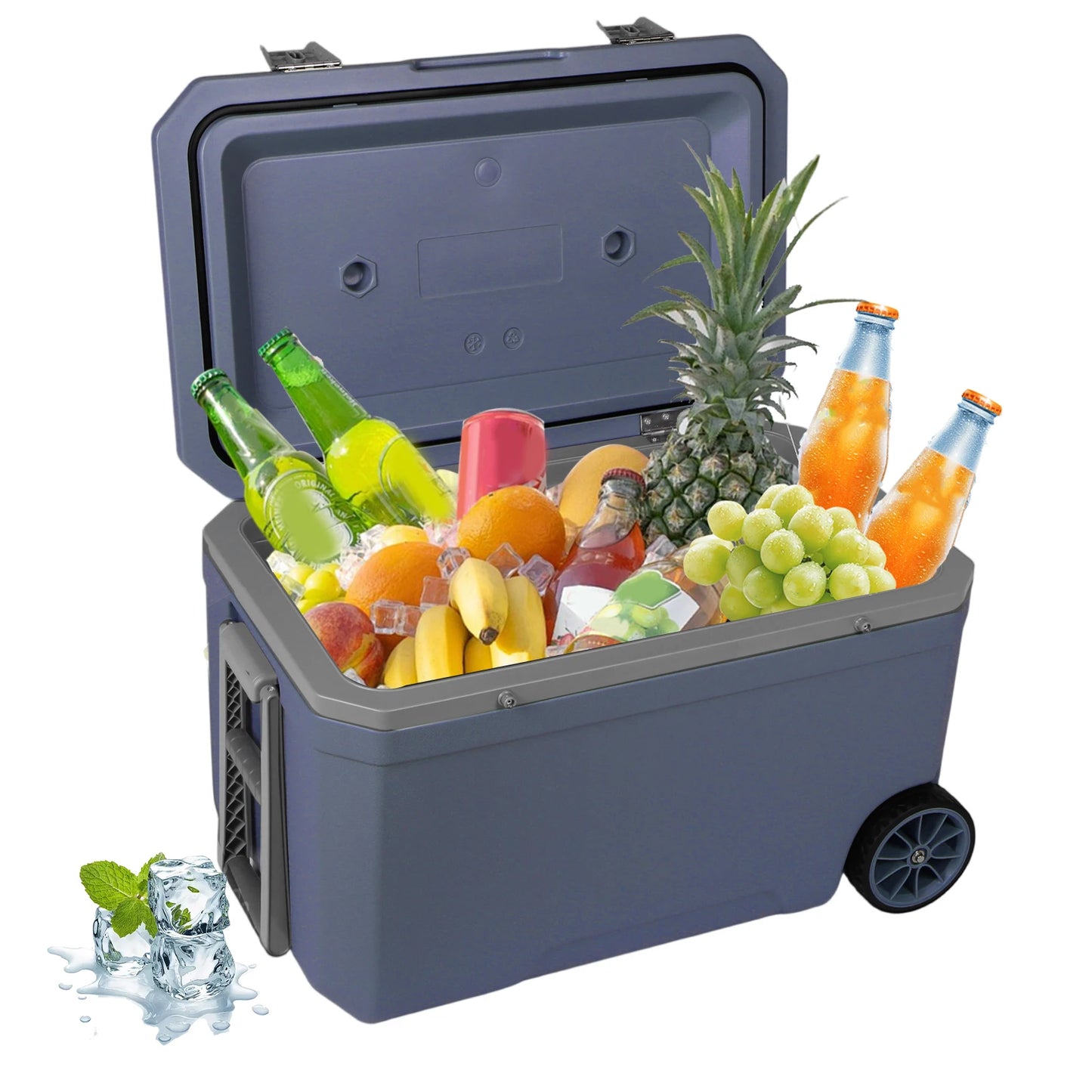 70L Outdoor Camping Vehicle Insulated Box with Handle Portable Car Wheel Insulator Plastic Cooler Box for Beach Beverage Camping