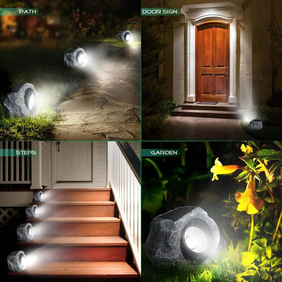 Pack Solar Rock Lights Outdoor, Angle Adjustable Solar Lights Outdoor Waterproof, LED Solar Garden Lights, Auto On Off Landscape
