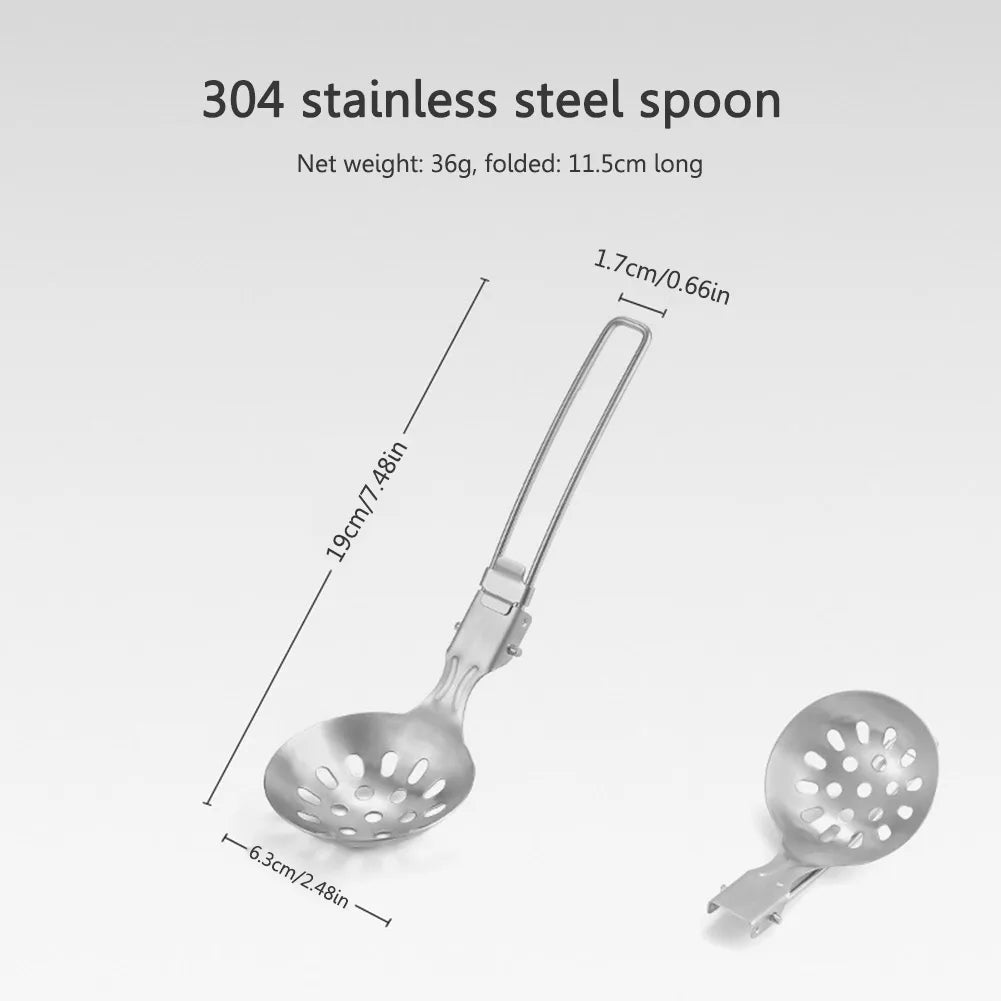 Folding Outdoor Cooking Set 304 Stainless Steel Camping Cookware Set with Spatula/Spoon Outdoor Camping Gear Cooking Accessories