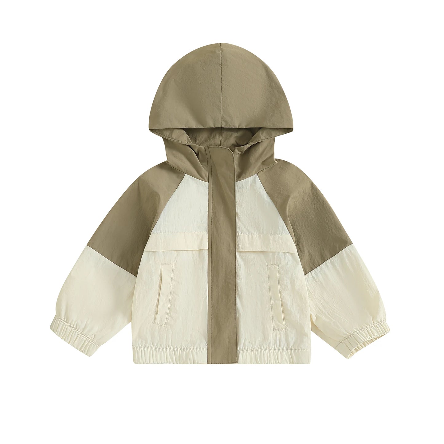 Infant Hooded Jacket with Front Pockets and Zipper Closure Long Sleeve Coat in Vibrant Colors for Year-Round Wear