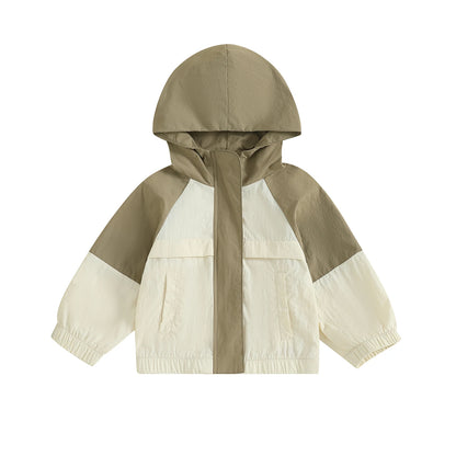 Infant Hooded Jacket with Front Pockets and Zipper Closure Long Sleeve Coat in Vibrant Colors for Year-Round Wear