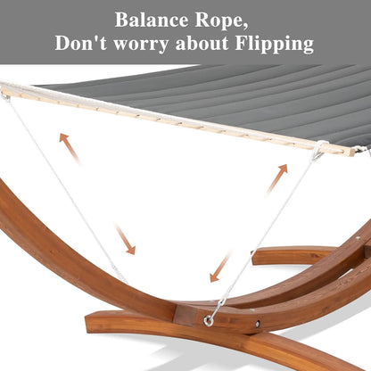 Hammocks Double Hammock with Wooden Stand Included, Outdoor Hammocks for Outside, 475 lbs Capacity, Dark Gray, Customized