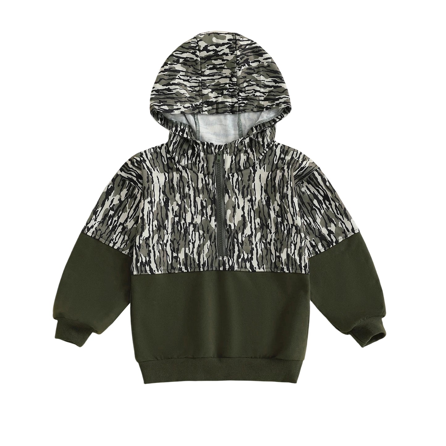 Children s Camouflage Print Half Zip-up Long Sleeve Hooded Sweatshirt Casual Toddler Pullover Jacket Coat Warm Outwear Tops for