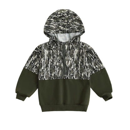 Children s Camouflage Print Half Zip-up Long Sleeve Hooded Sweatshirt Casual Toddler Pullover Jacket Coat Warm Outwear Tops for
