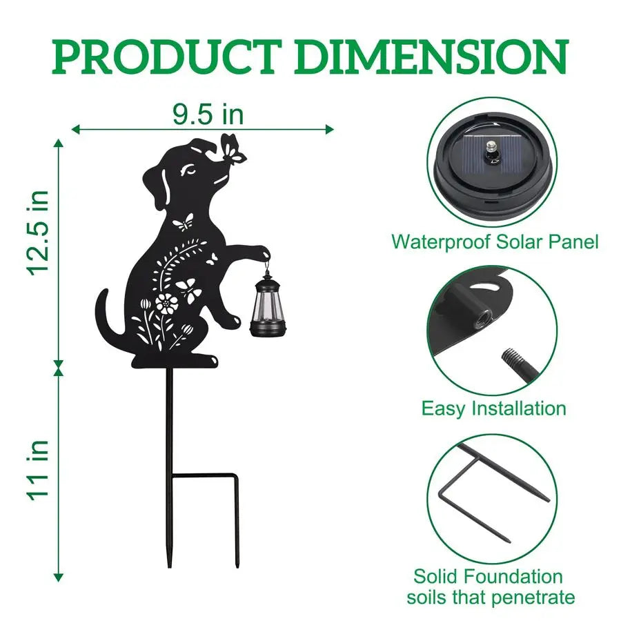 Solar Metal Flower Dog