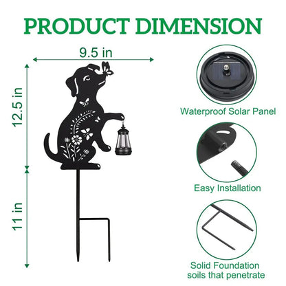Solar Metal Flower Dog