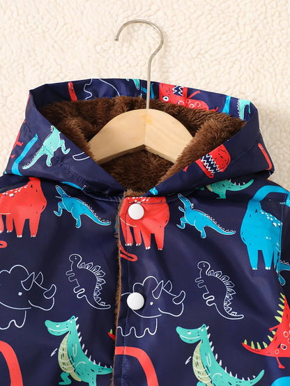 Children's thick jacket with hood and windbreaker for winter warmth. Boys' fashionable coat. Children's rainproof casual wear.