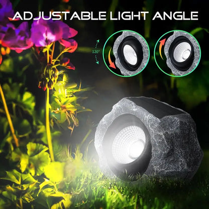 Pack Solar Rock Lights Outdoor, Angle Adjustable Solar Lights Outdoor Waterproof, LED Solar Garden Lights, Auto On Off Landscape