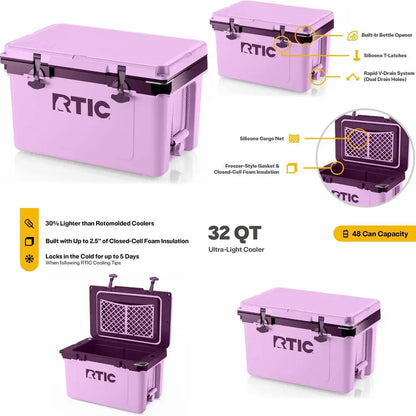 Portable Insulated Cooler 32 Quart Ultra-Light Chest for Beverages, Beach, Camping, Picnic, Fishing, Boating Adventures