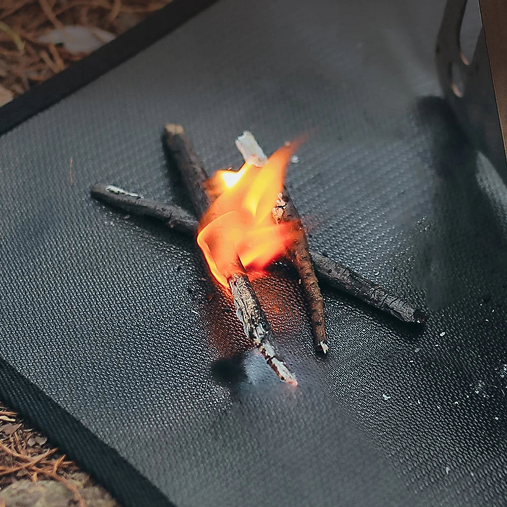Outdoor Camping Fireproof Grill Mat Heat Insulation Fiberglass Ember Mat High Temperature Flame Retardant Protective Cloth