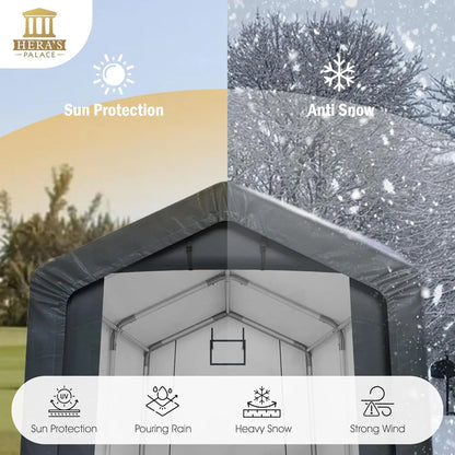 Heavy Duty 6x10ft Motorcycle Storage Shed Small Carport Outdoor Anti-Snow Portable Canopy Shelter with 2 Doors Customized