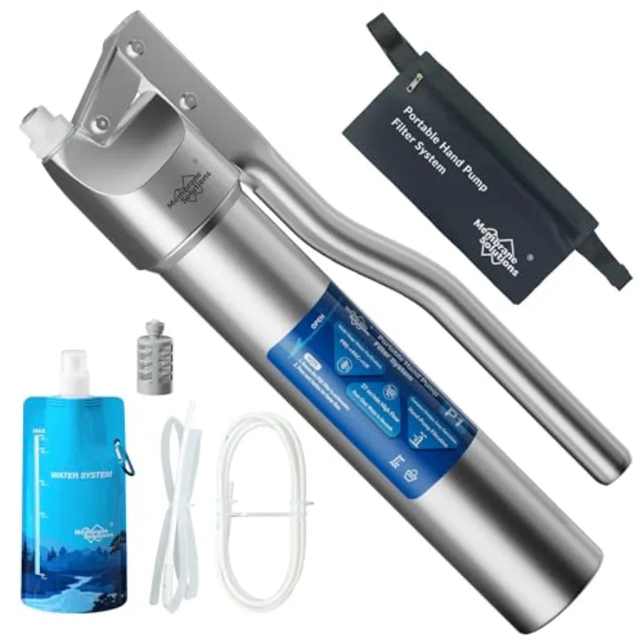 Portable Stainless Steel UF Water Filter P1 0.01-Micron high Precision Detachable Hand Pump Filter System Survival Gear for Hik