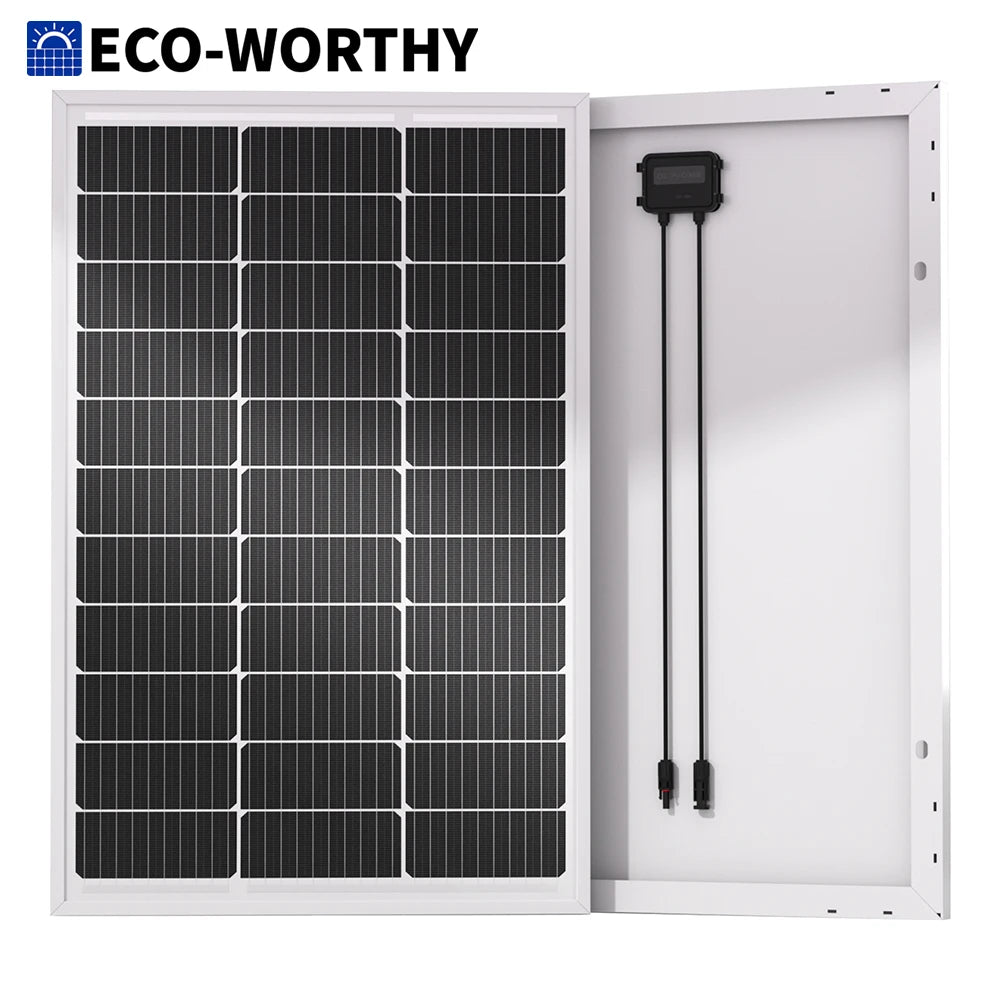 ECO-WORTHY 100 Watt Solar Panel 18 Volt Monocrystalline Solar Panel High Efficiency