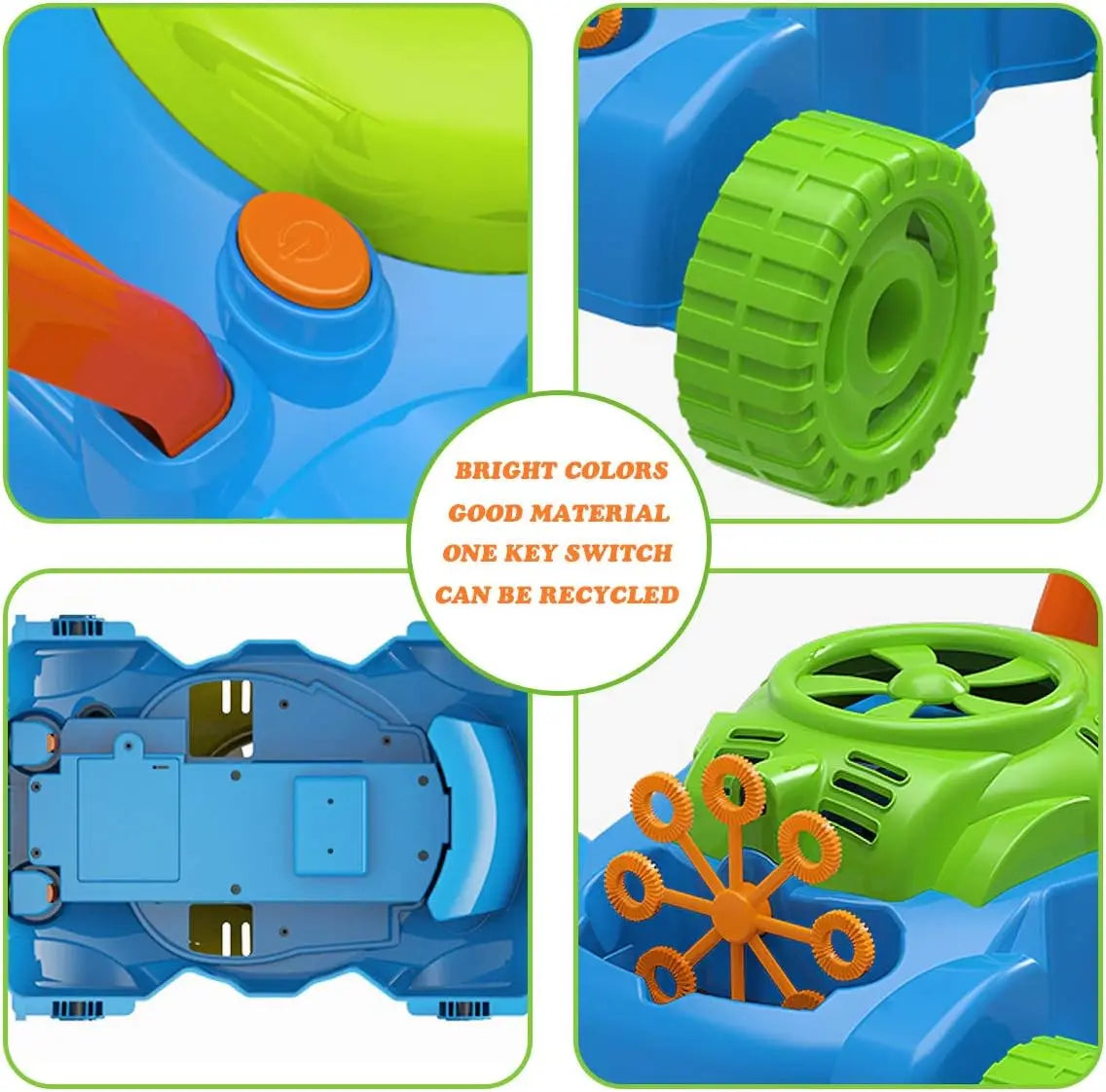 Kids Bubble Lawn Mower Toy for Toddlers 1-3 Years, Outdoor Push Toy with Real Sounds, Birthday Easter Gift