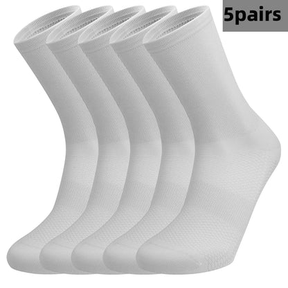 5 Pairs Cycling Socks Men Women Breathable Crew Bike Running Socks Fashion Compression Climbing Travelling Walking Hiking Socks