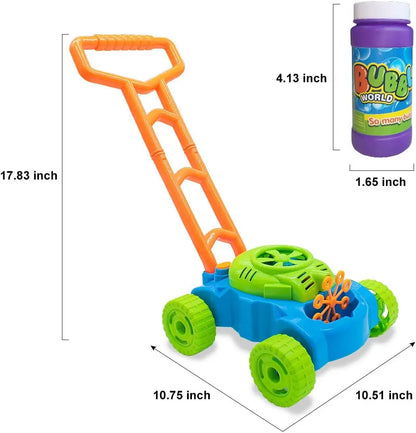 Kids Bubble Lawn Mower Toy for Toddlers 1-3 Years, Outdoor Push Toy with Real Sounds, Birthday Easter Gift