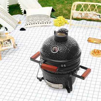 13inch Ceramic Barbecue Grill Ceramic BBQ Charcoal Grill Outdoor Grill Smoker Round Ceramic Stew Grill for Picnics Patio