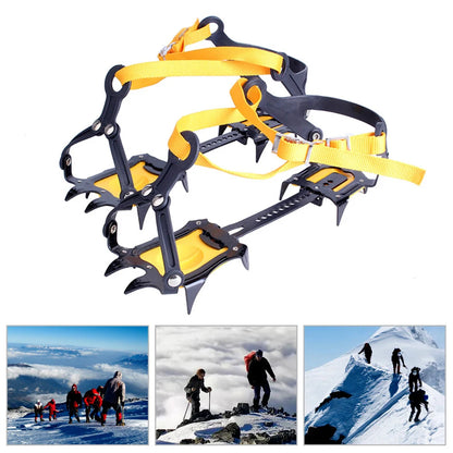 1 Pair Ice Crampons Stainless Steel 10 Teeth Mountaineering Cleats Adjustable with Carry Bag for Hiking Climbing Fishing Jogging