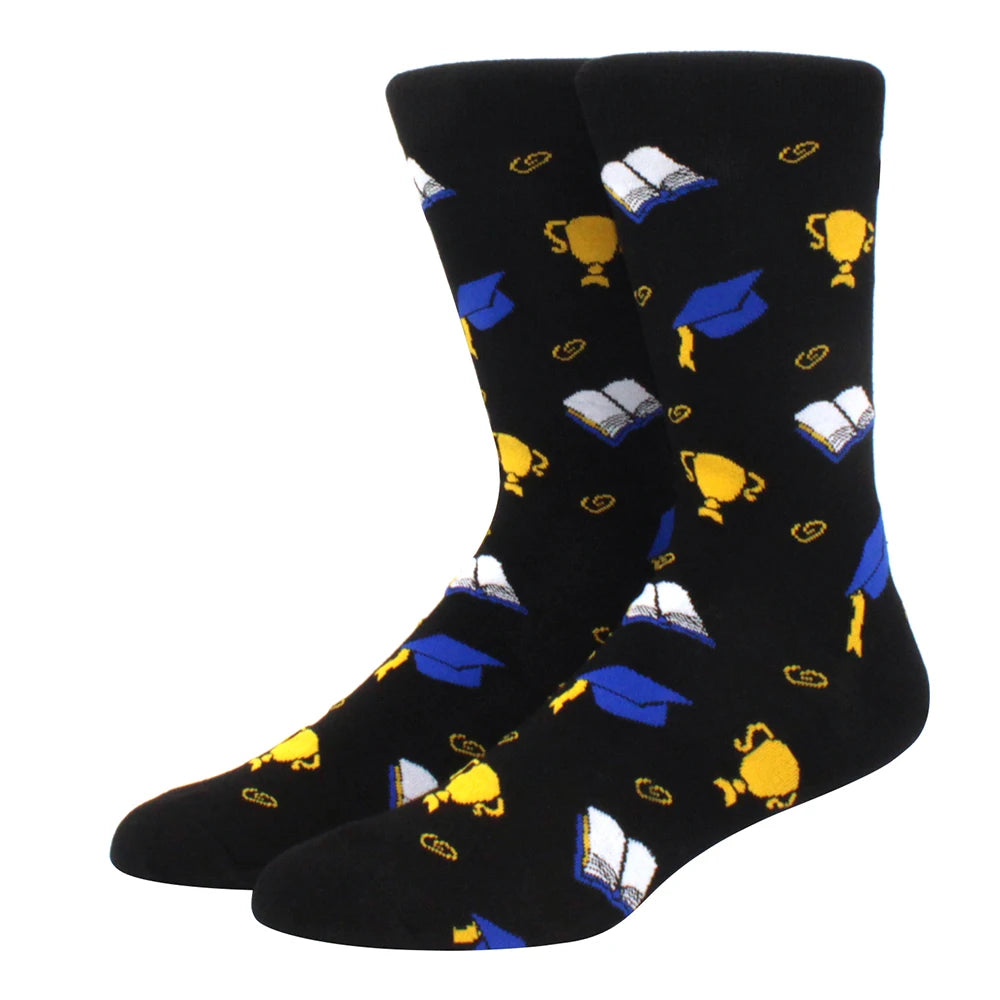 High Quality Combed Cotton Socks food Pattern Long Tube Funny Happy Men Socks Novelty Skateboard Crew Casual Crazy Socks