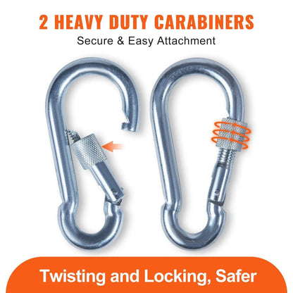 32ft 10mm Ultra Strong Static Climbing Rope 26KN Resistance 4% Stretch Protection Rope with 2 Clips and Bag