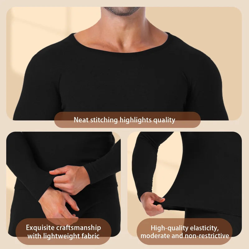 Set of 2 Thermal Underwear Suit Mens Plus Size Long Johns Fleece Lined Keep Warm Undershirts Cold weather Bottoming Shirt Suits