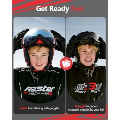 Kids Ski Helmet with 2-in-1 Visor Goggles, Adjustable Snowboard Helmet with Magnetic Buckle Strap for Ages 5-12, S(20.47-21.65")