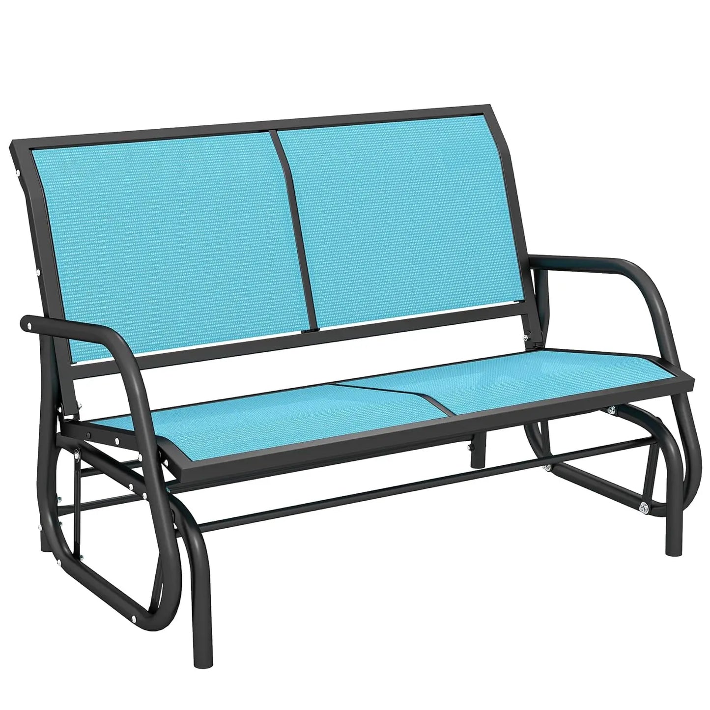 2-Person Outdoor Glider Bench, Patio Double Swing Rocking Chair Loveseat w/Powder Coated Steel Frame for Backyard, Customized