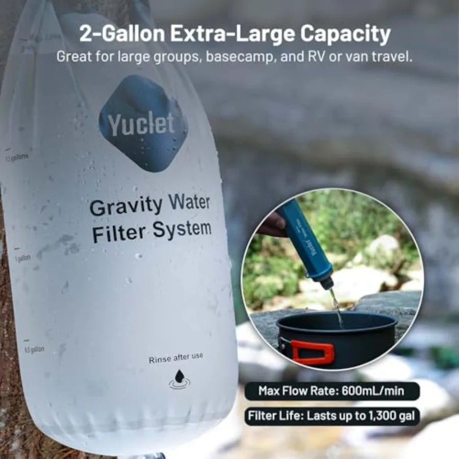 Gravity Water Filter System for Hiking Camping Travel and Emergency Preparedness Include 1 Gravity Bag 4 Water Filter Straw 1P