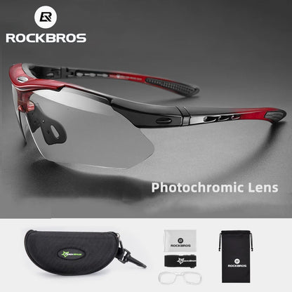ROCKBROS Bicycle Glasses Photochromic Lens Outdoor Eyewear Goggles UV400 Sports Riding Cycling Sunglasses MTB Road Bike Glasses