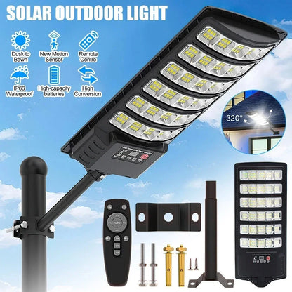 6000W Solar Street Lights 480000LM Commercial Parking Lot Light Dusk to Dawn 6500K Solar Security Flood Lights for Road Garden