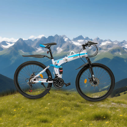 21 Speed Foldable Mountain Bike, 5.64 * 3.48 Ft Mountain Bike Suitable for Daily Commuting, Fitness, And Racing