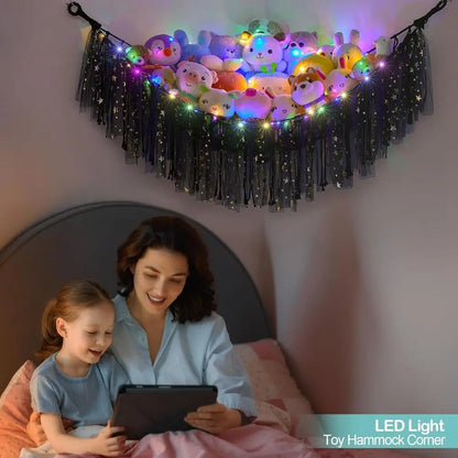 LED Lighted Toy Hammock Organizer for Stuffed Animals, Nursery Décor & Kids' Bedroom