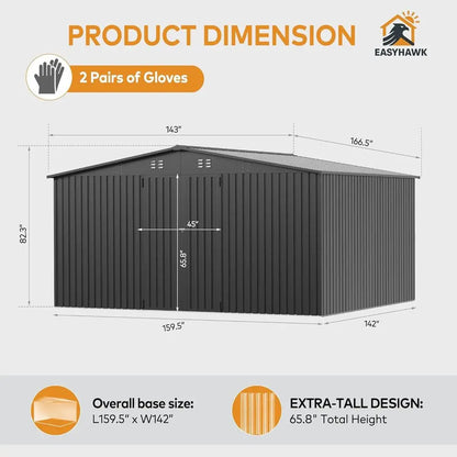 Durable Metal Outdoor Storage Shed with Door and Lock for Garden Tools, Bikes, and Lawn Equipment