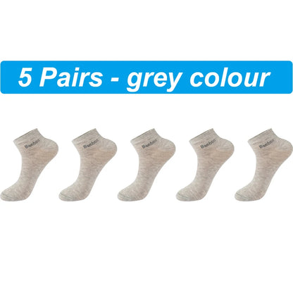 New 5Pairs High Qualty Men Bamboo Fiber Socks Short Summer Breatheable Anti-Bacterial Man Ankle Socks Busines Plus size EU38-46