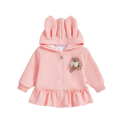 Adorable Toddler Girl Winter Coat with Faux Fur Hood and Pom Pom Detail Warm Jacket for Cold Weather Outfits