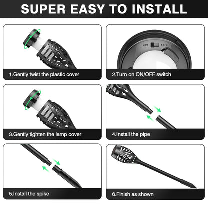 4/6/8/12Pcs Solar Flame Torch Light LED Flickering Outdoor Decoration Powered For Lawn Path Yard Patio Floor Night Lamp