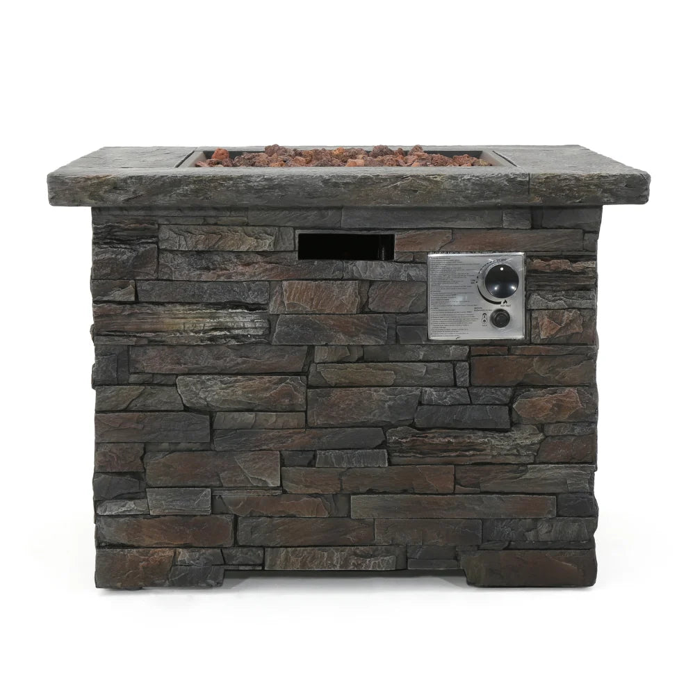 33" Square Outdoor Propane Fire Pit Table 40000 BTU MgO Fireplace Heater for Patio Backyard Deck Garden Yard