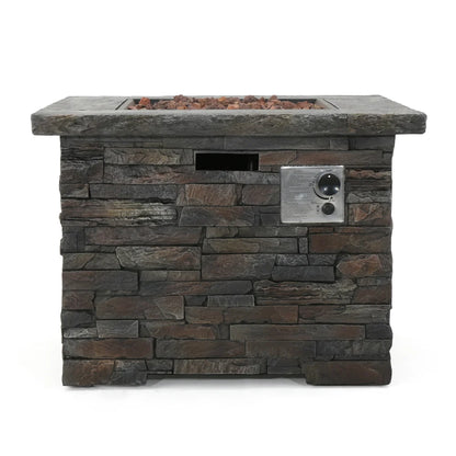 33" Square Outdoor Propane Fire Pit Table 40000 BTU MgO Fireplace Heater for Patio Backyard Deck Garden Yard