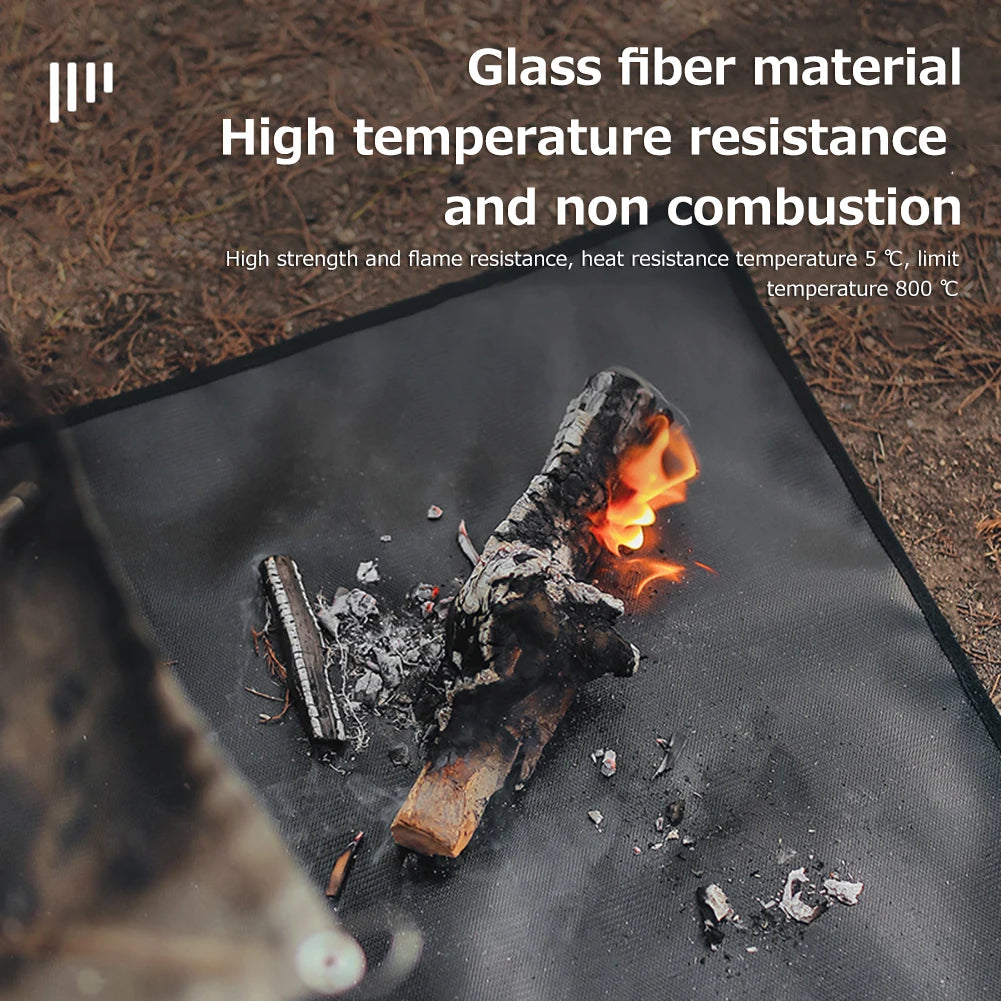 Outdoor Camping Fireproof Grill Mat Heat Insulation Fiberglass Ember Mat High Temperature Flame Retardant Protective Cloth