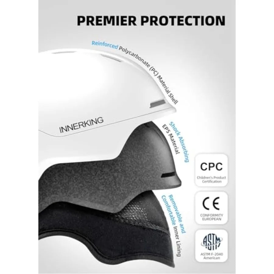 Ski Helmet, Lightweight Adult Snowboard Helmet (M Size 21.6''-23.2'') with Sturdy PC Shell & Shock-Absorbing EPS Foam & Soft Lin
