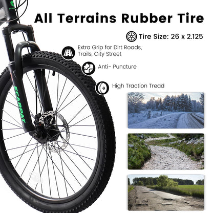 27.5 Inch Full Suspension Mountain Bike, Front and Rear Dual Shock Absorbers 21-Speed, Ideal for Travel and Fitness Enthusiasts