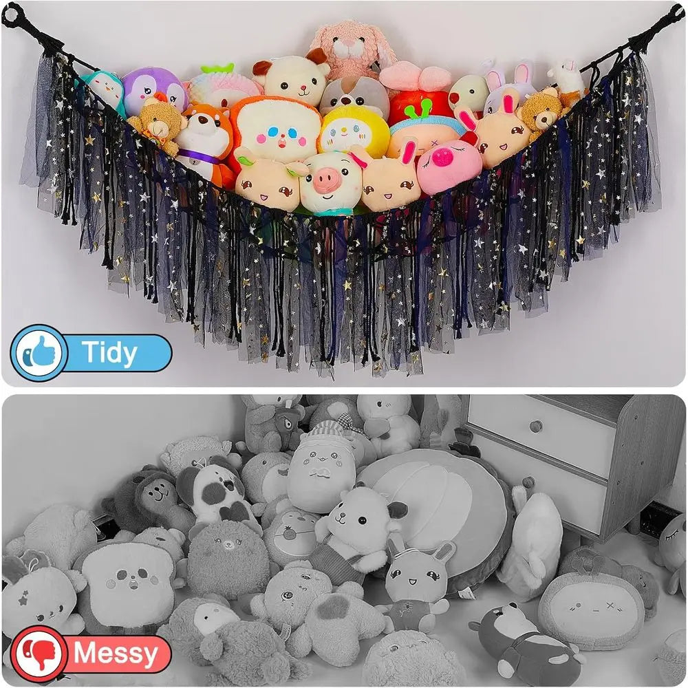 LED Lighted Toy Hammock Organizer for Stuffed Animals, Nursery Décor & Kids' Bedroom