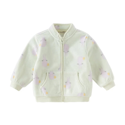 Dave Bella Long Sleeve Polar Fleece Coat for Gilrs Boys Cute Printed Spring Autumn Coat Children Casual Warm Clothes DB396